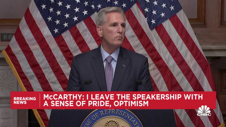 Rep. McCarthy addresses country after he is ousted from House Speakership
