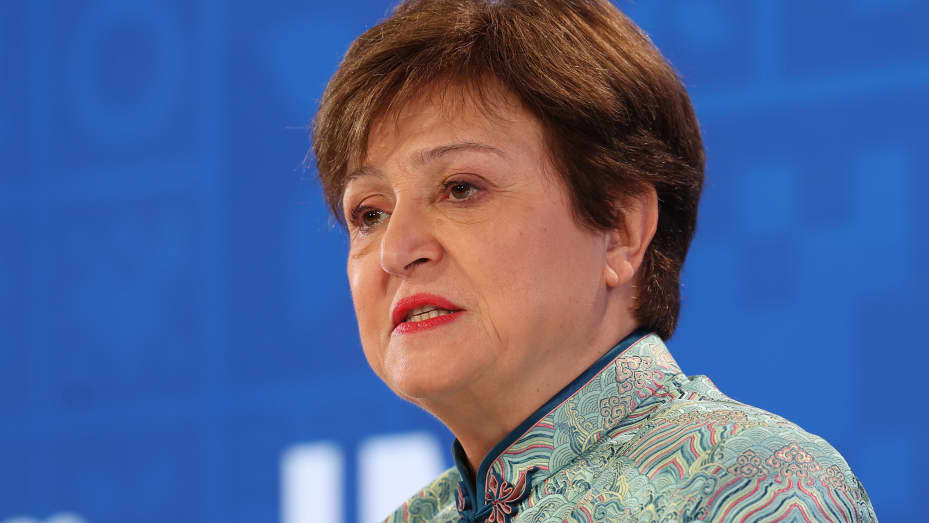Kristalina Georgieva, managing director of the International Monetary Fund, at a press conference at the IMF Headquarters on April 14, 2023.