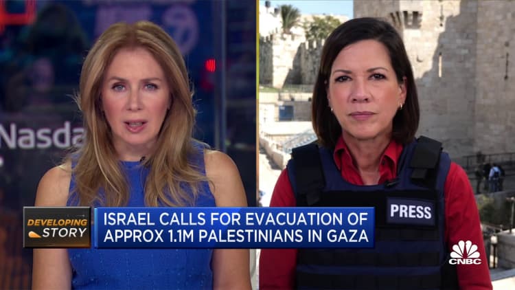 Israel calls for evacuation of 1.1 million Palestinians in Gaza