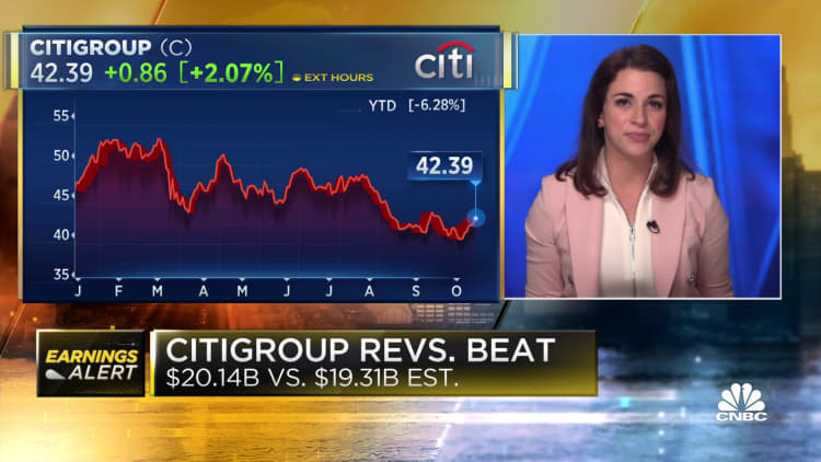 Citigroup stock jumps on better-than-expected revenue for the third quarter