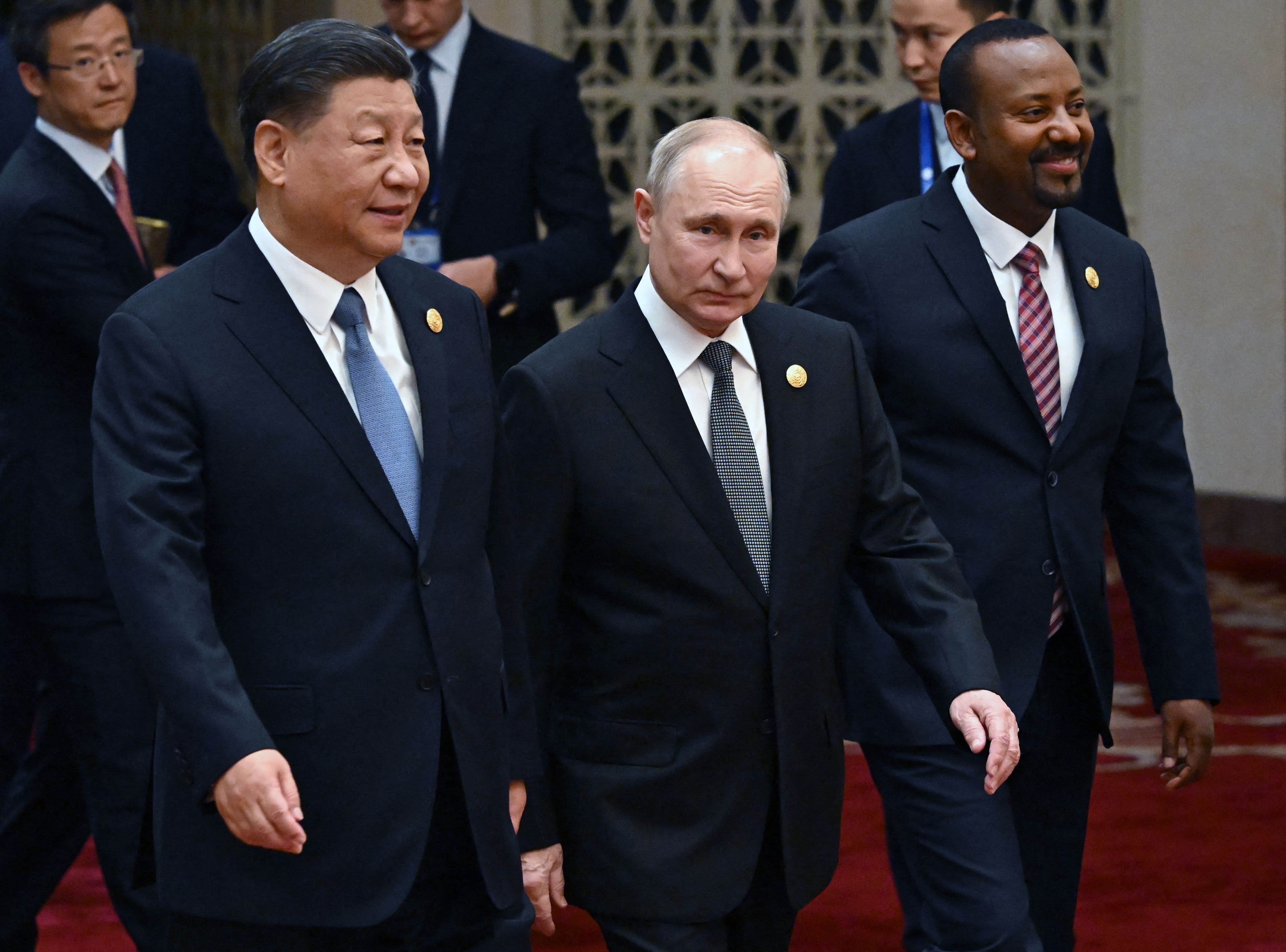 Il presidente russo Vladimir Putin interviene al China Belt and Road Forum