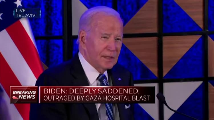Biden says he’s ‘deeply saddened’ by Gaza hospital blast, suggests Israel is not responsible