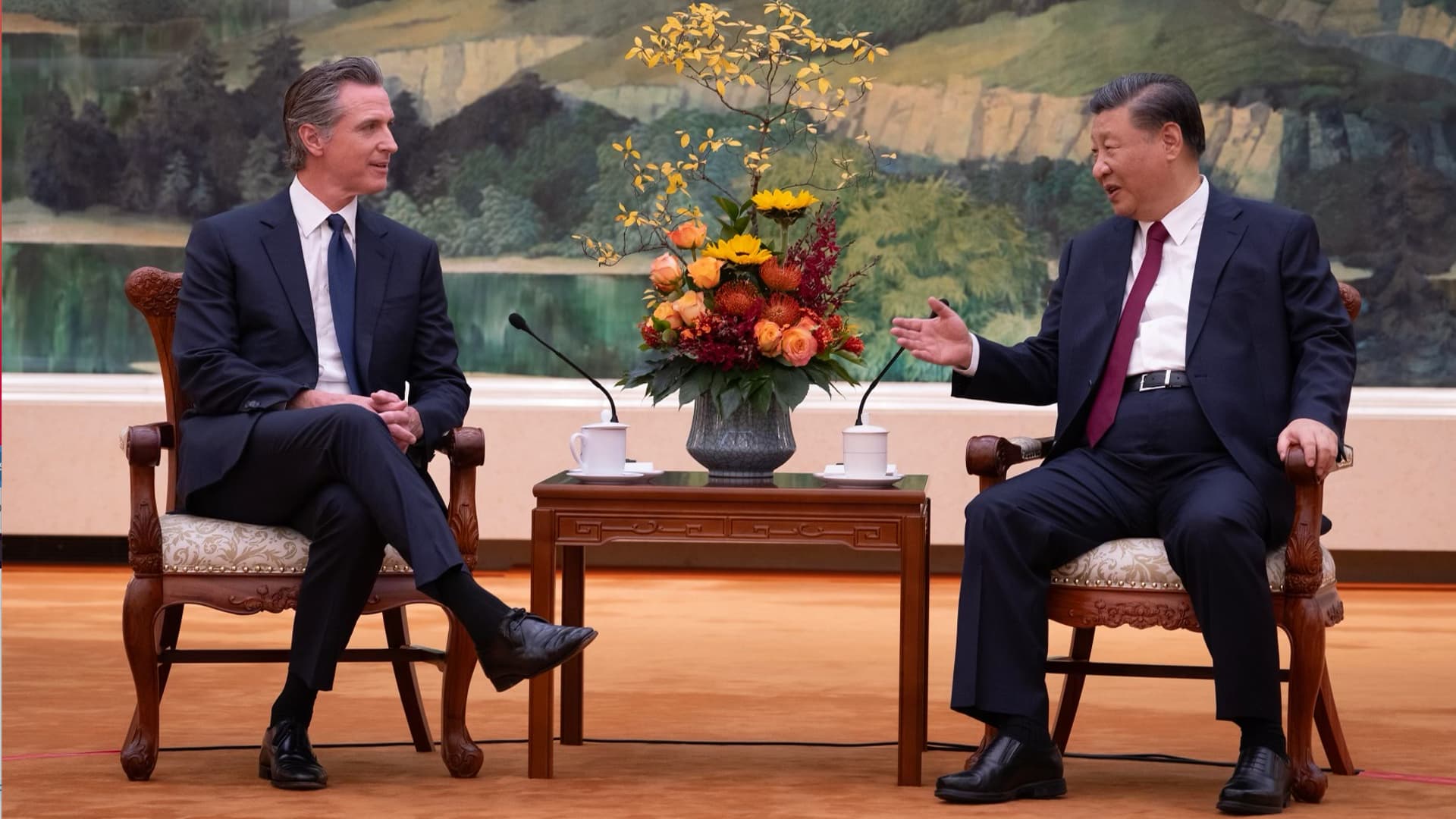 Gavin Newsom and Xi Jinping