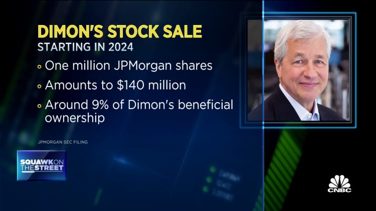 El director ejecutivo de JPMorgan, Jamie Dimon, quiere vender 1 millón de acciones del banco