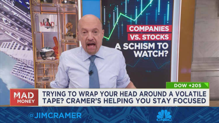 Sometimes there's a schism between the worth of companies and the worth of stocks, says Jim Cramer