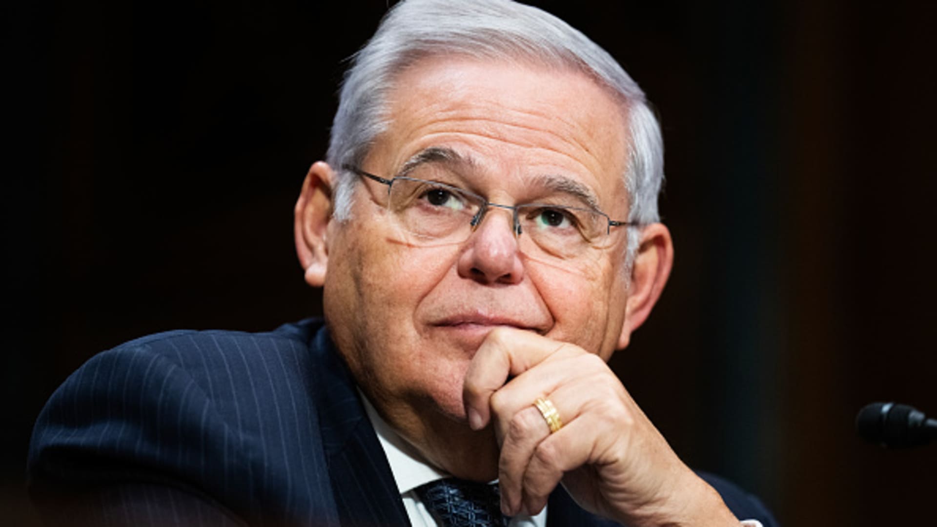 Sen. Bob Menendez, D-N.J., is seen after introducing Edward Sunyol Kiel, nominee to be U.S. District judge for the District of New Jersey, during a Senate Judiciary Committee hearing on judicial nominations in Dirksen Building on Wednesday, November 1, 2023.