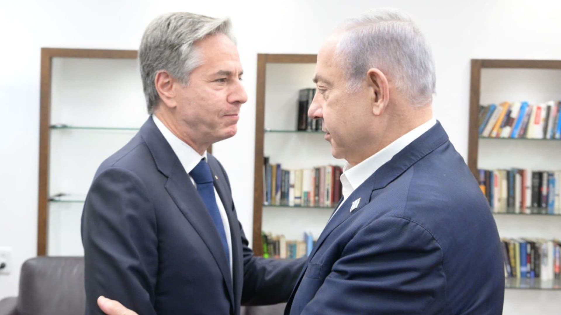 U.S. Secretary of State Antony Blinken (L) meets with Israeli Prime Minister Benjamin Netenyahu (R) in Tel Aviv, Israel on November 03, 2023. 