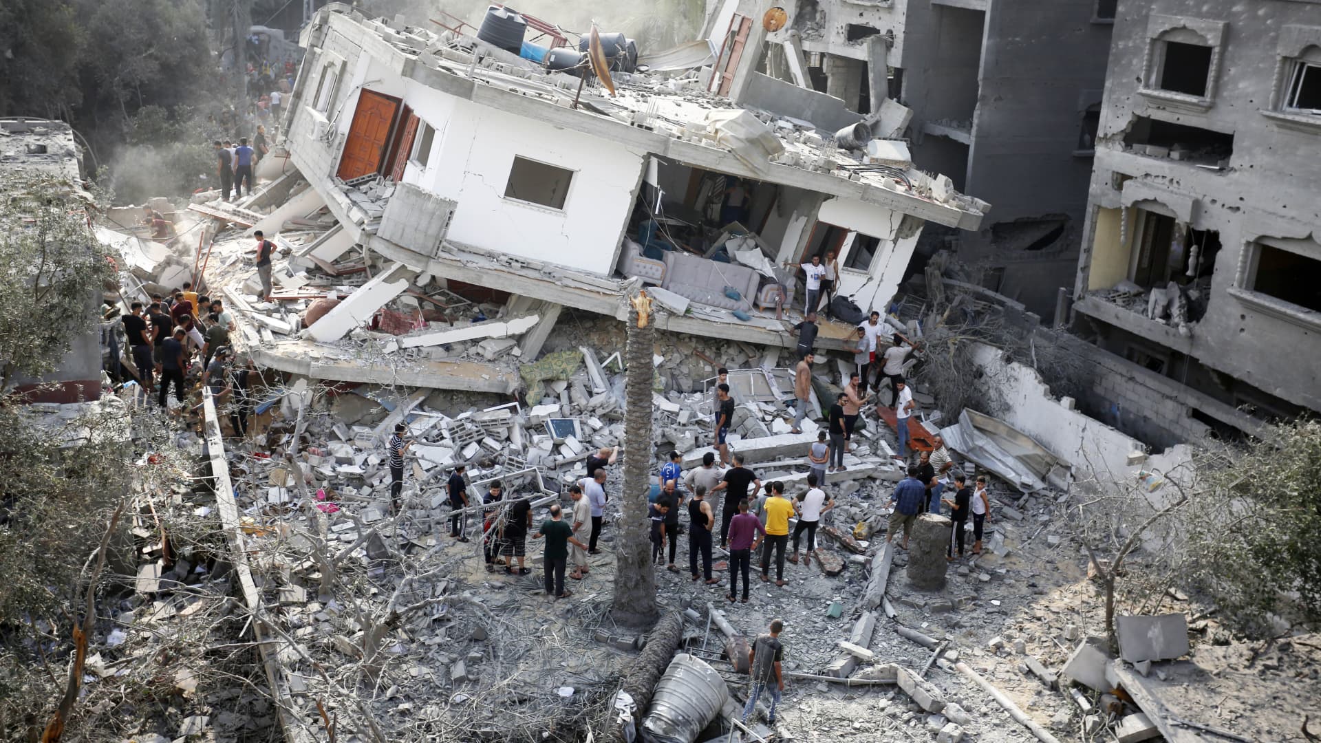 Search and rescue operations continue after an Israeli attack on Maghazi Refugee Camp in Deir al Balah, Gaza on November 03, 2023. 