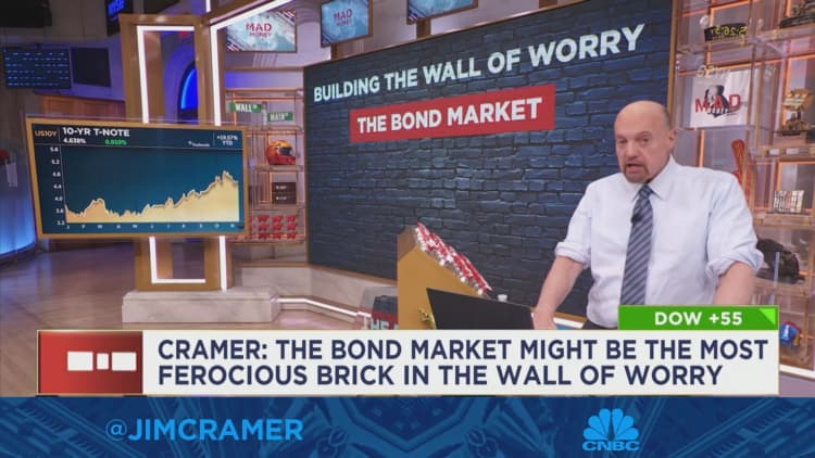 The bond market might be the most ferocious brick in the Wall of Worry, says Jim Cramer
