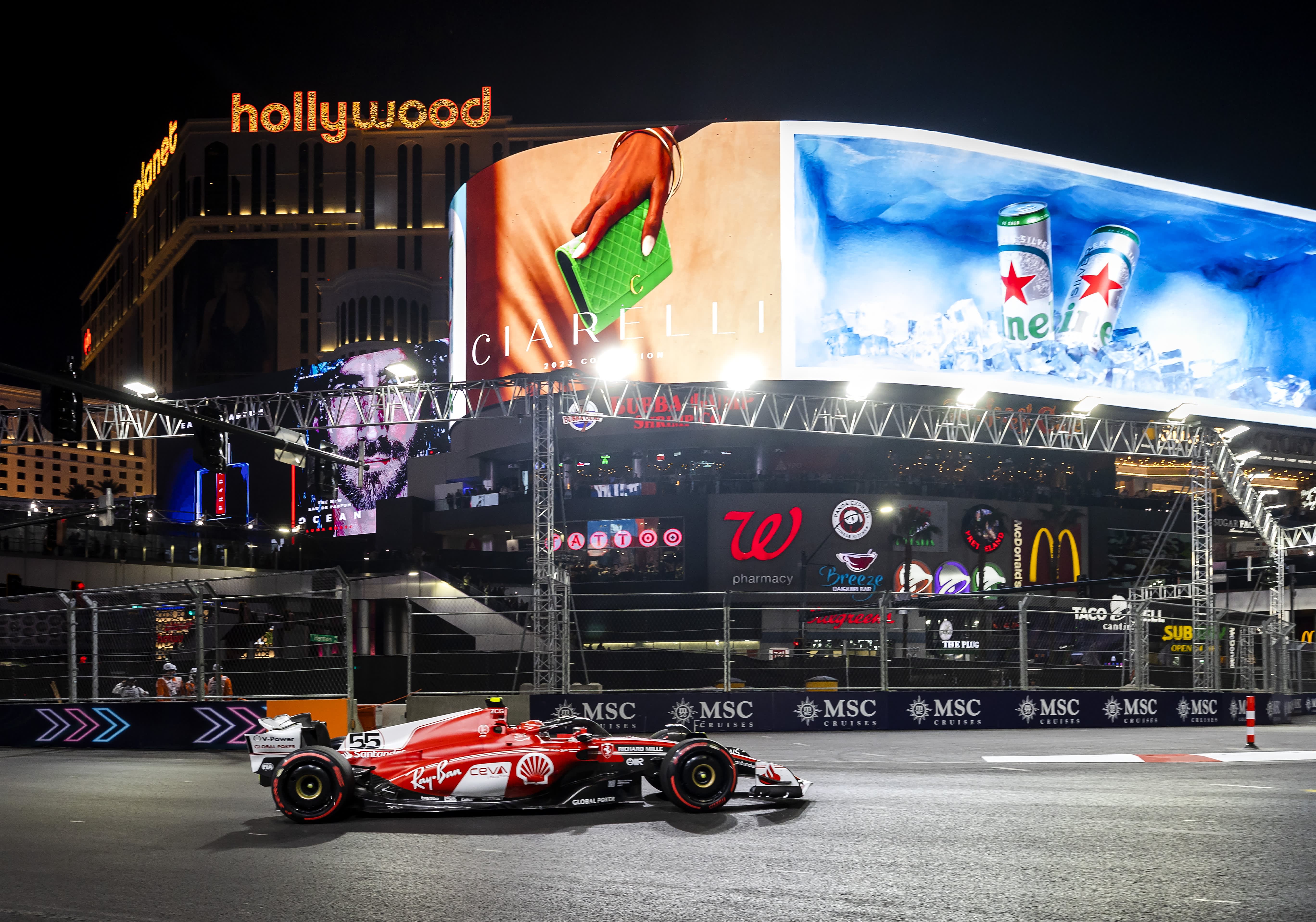 F1 Las Vegas practice canceled cover car after broken drain damages