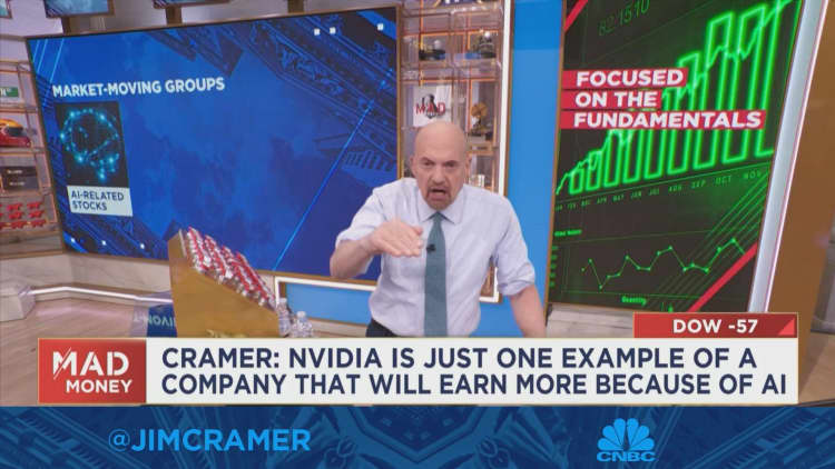 Nvidia is rising more because of earnings than multiple expansion, says Jim Cramer