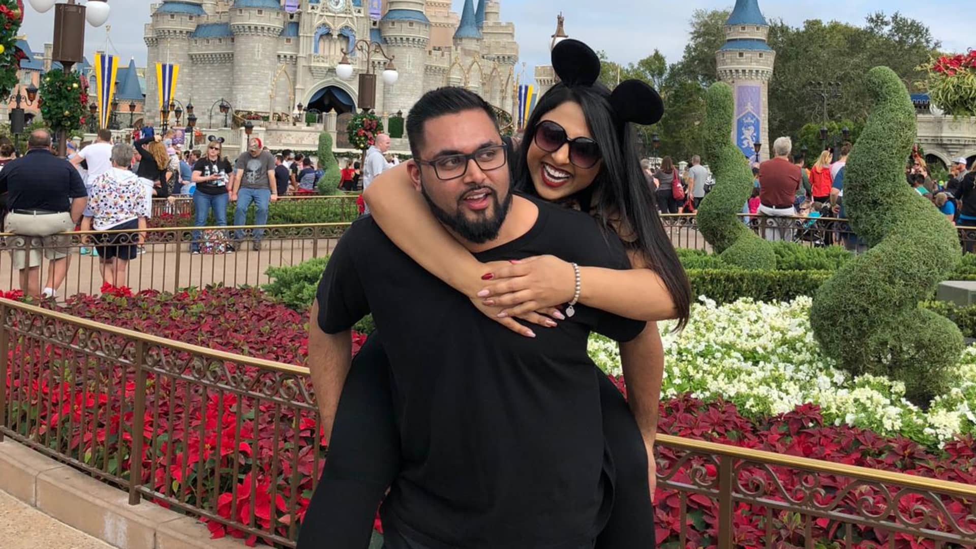Karun Vij and his wife Seema at Walt Disney World.