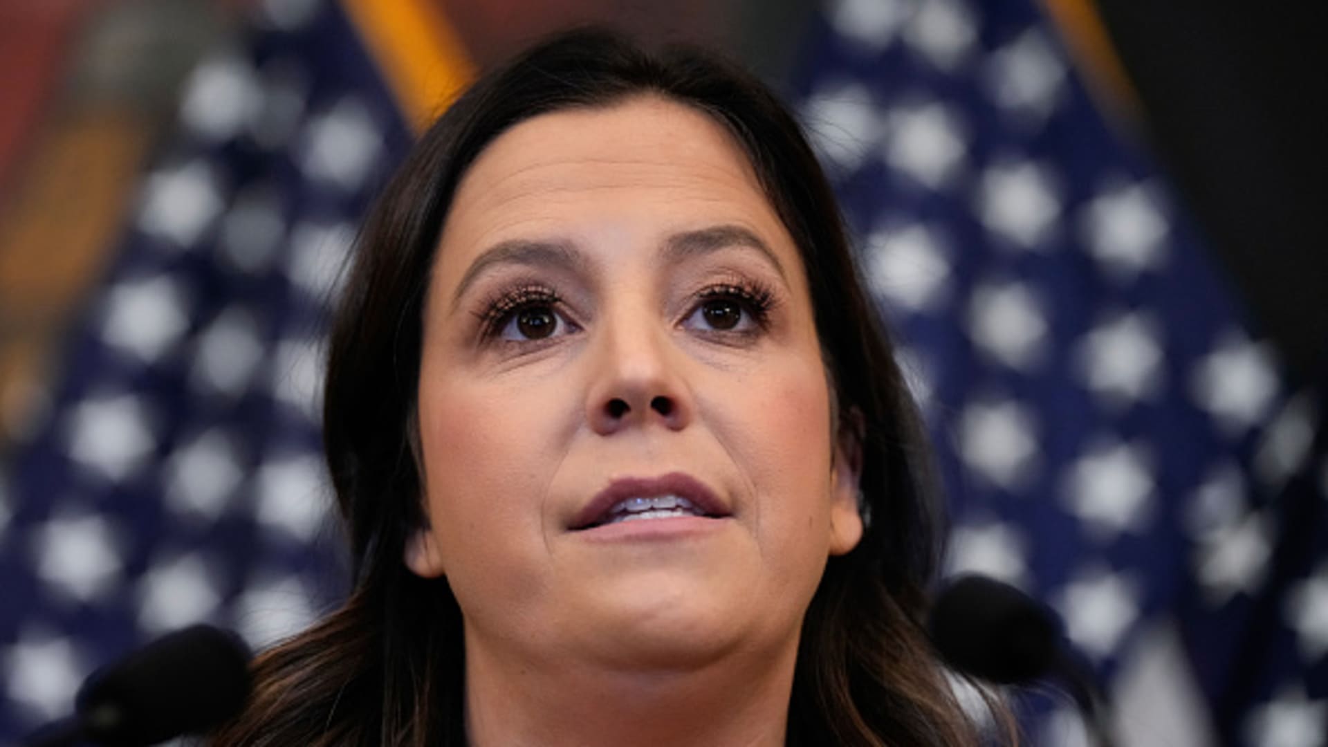 Rep. Elise Stefanik, R-N.Y., speaks during a news conference with House Republican leadership at the U.S. Capitol in Washington, D.C., on Nov. 29, 2023.