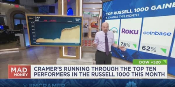 Jim Cramer zeros in on the Russell 1000's top gainers