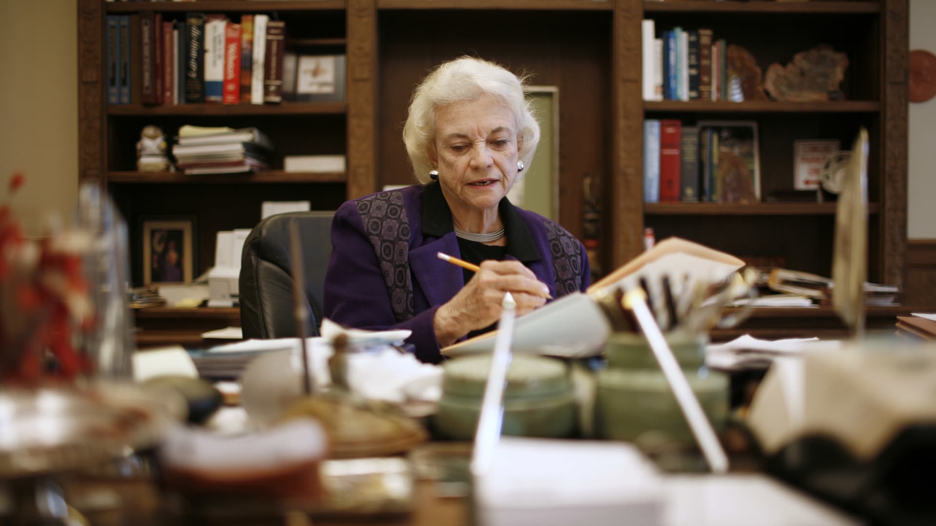 Iraq Study Group member and former Supreme Court Justice Sandra Day O'Connor in her offices at the United States Supreme Court on January 23, 2007 in Washington, D.C.