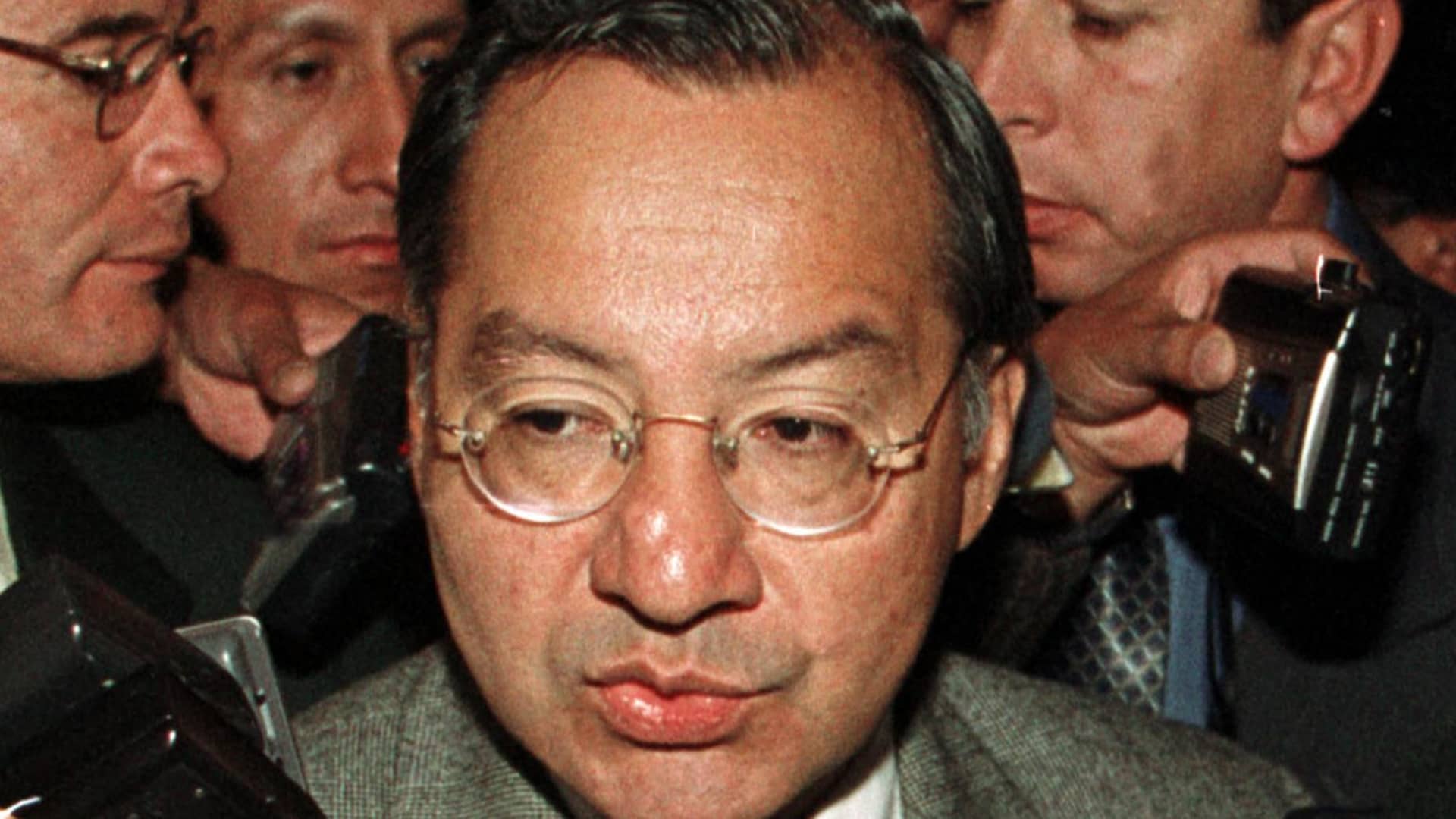 File photo of former US ambassador to Bolivia, Manuel Rocha, talking to the press on the 11th of July 2001.