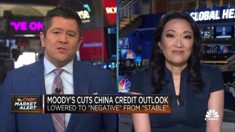 Moody’s cut China’s credit outlook to negative on rising debt risks