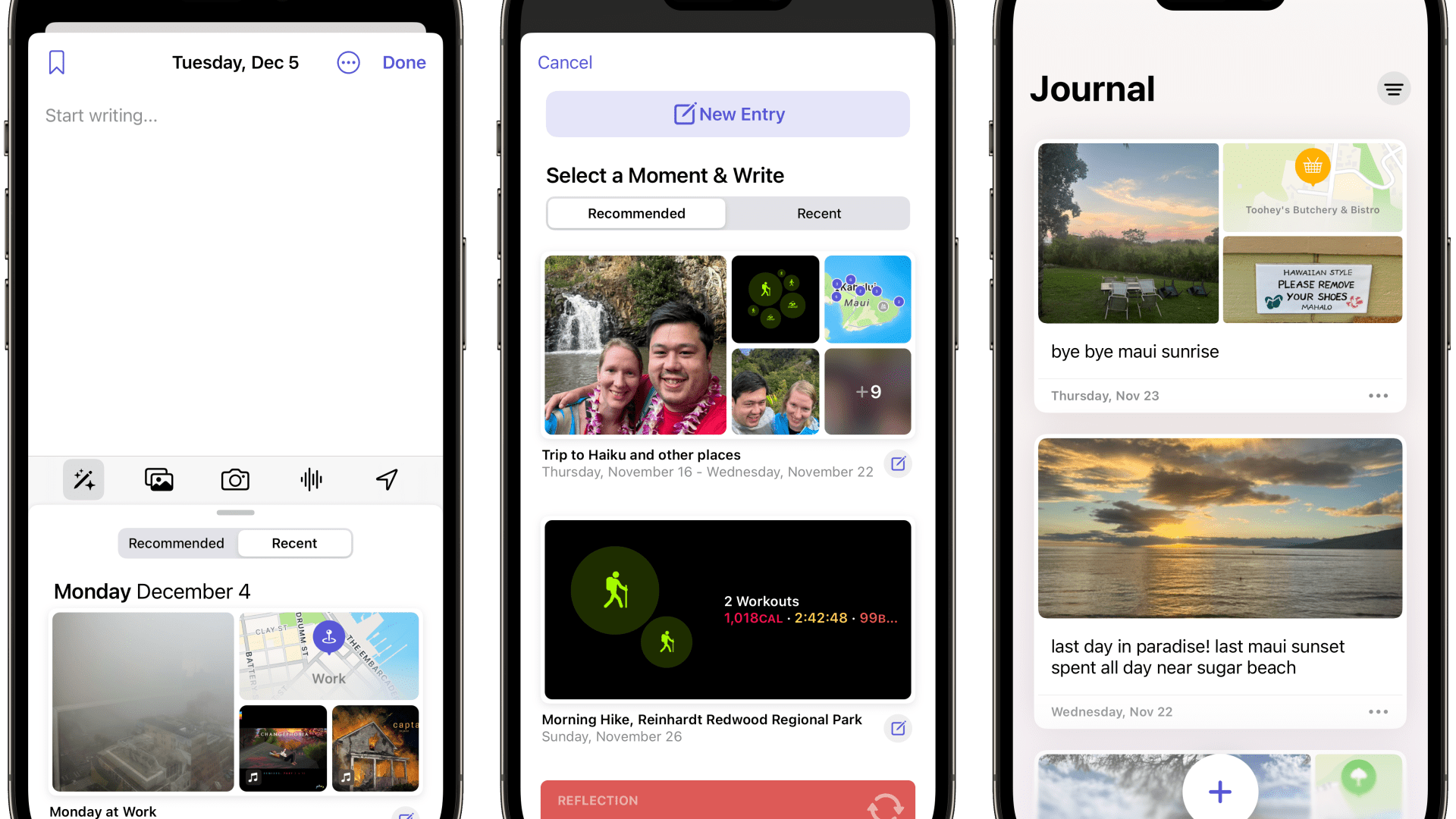 Apple's new Journal app uses machine learning to detect important events users might want to write about.