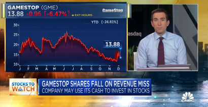 GameStop shares fall on revenue miss, company may use its cash to invest in stocks
