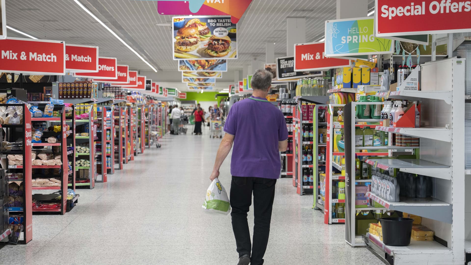 A person shops at a supermarket in London, United Kingdom.