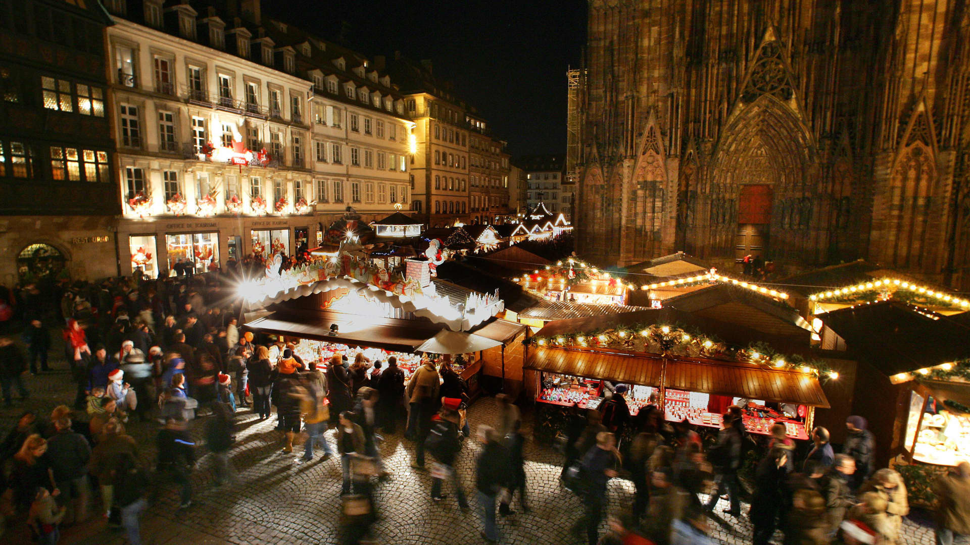 The Strasbourg Christmas market, the oldest Christmas market in France, attracts thousands of visitors each year.