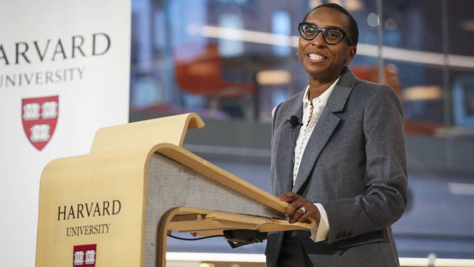 Claudine Gay speaks to the crowd after being named Harvard Universitys next president. Harvard University on Thursday named Gay as its next president in a historic move that will give the nations oldest college its first Black leader.