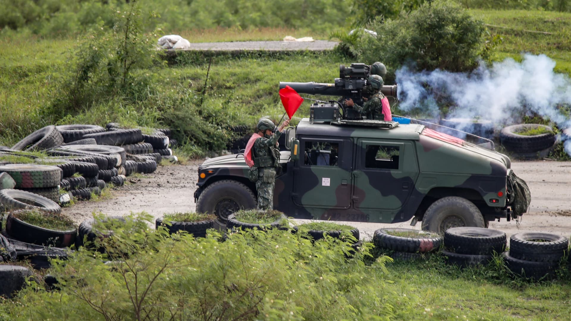 Taiwanese solders fire artillery during a live-fire drill amid escalating threats from China.