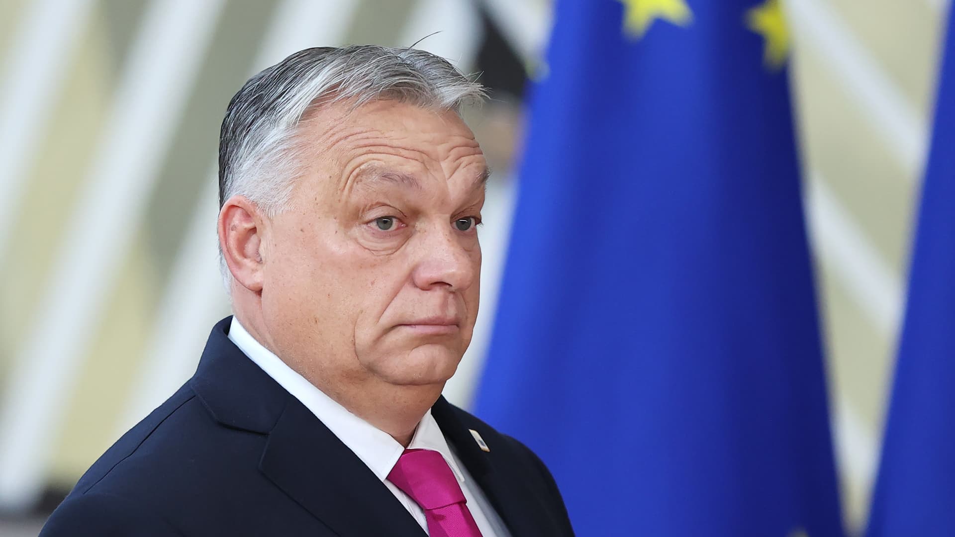 Hungary's Prime Minister Viktor Orban arrives for a meeting of European Union EU leaders in Brussels, Belgium, Dec. 14, 2023.