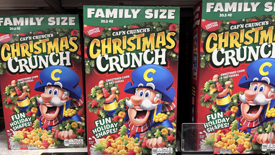 Limited Edition holiday breakfast cereal, Christmas Crunch in holiday shapes, Target store, Queens, New York. (Photo by: Lindsey Nicholson/UCG/Universal Images Group via Getty Images)