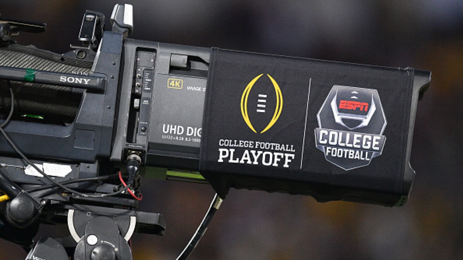 A view of the ESPN television camera during the Alabama Crimson Tide game versus the Michigan Wolverines CFP Semifinal at the Rose Bowl Game on January, 1, 2024, at the Rose Bowl Stadium in Pasadena, CA.