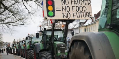 German farmers block roads with tractors in protest over agriculture policies