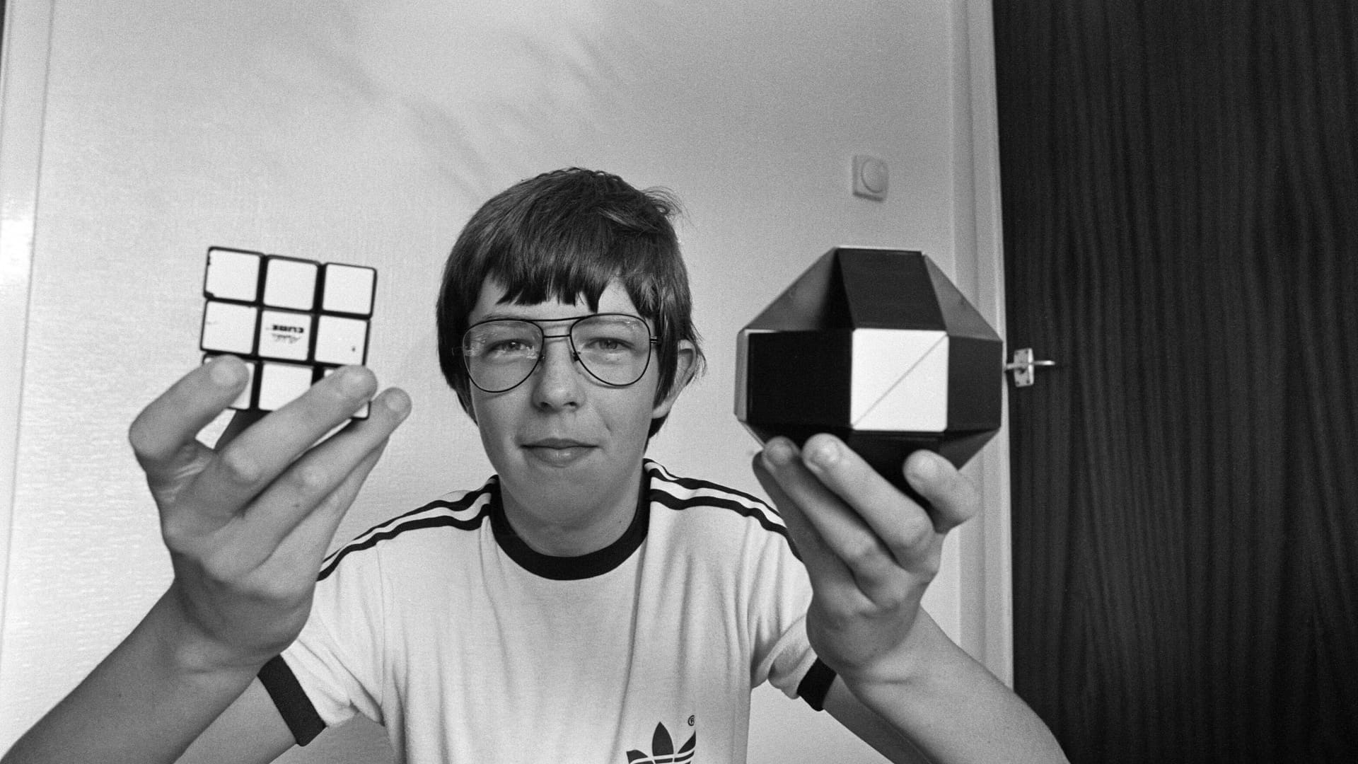 14-year-old Terence Wilson of Deepdale near Preston, with his Rubik's Cube and Rubik's Snake, 28th August 1981.