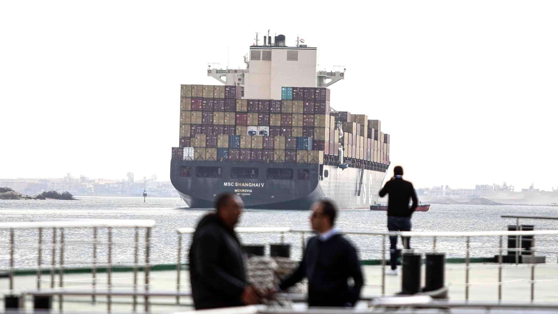 A cargo ship travels on the Suez Canal in Ismailia Province, Egypt, Jan. 13, 2024. 