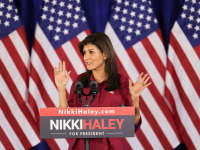 Republican presidential candidate and former U.S. ambassador to the United Nations Nikki Haley speaks to the crowd at a caucus night party in West Des Moines, Iowa, on Jan. 15, 2024.