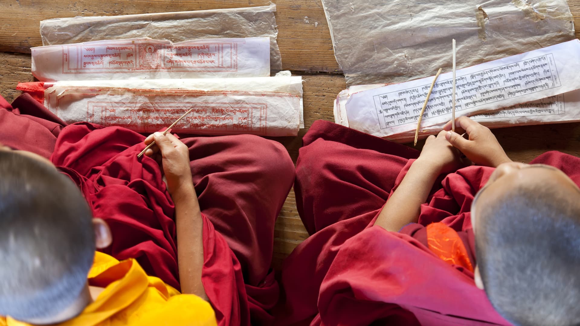 Young monks studying in Pana, Bhutan.