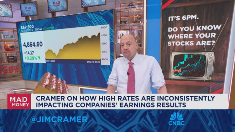 Jim Cramer on how high rates are inconsistently affecting earnings results