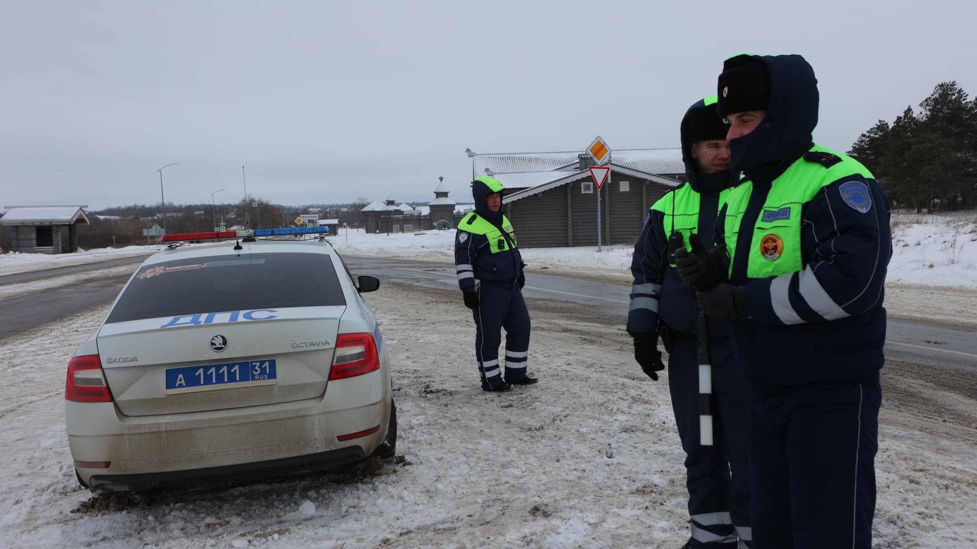 Security measures are taken after Il-76 plane with 65 Ukrainian military prisoners on board crashed, as the entrances and exits are kept under control in the Belgorod, Russia on January 24, 2024.