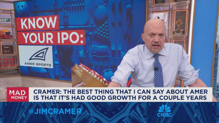 The best thing I can say about Amer Sports is its had good growth for a couple years: Jim Cramer