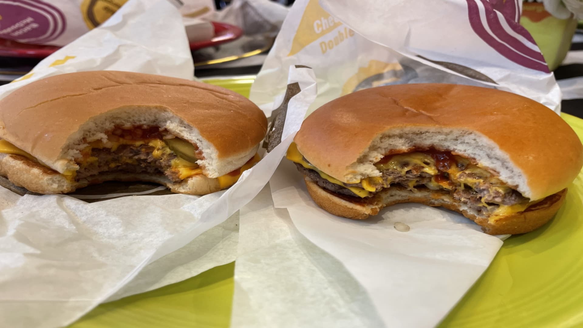 McDonald's previous iteration of the double cheeseburger, left, and the 