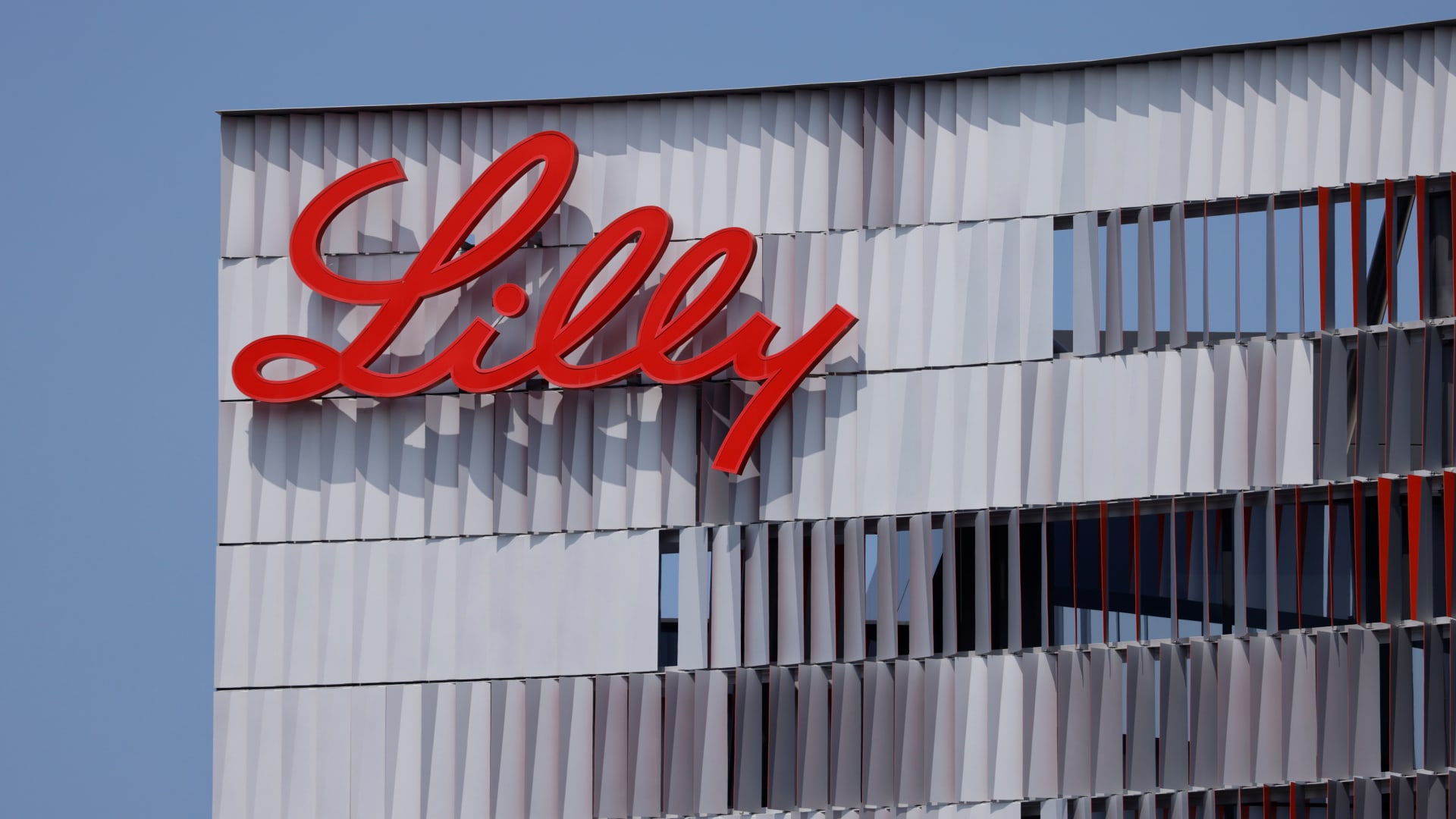 The Eli Lilly logo is shown on one of the company's offices in San Diego, California, on Sept. 17, 2020.