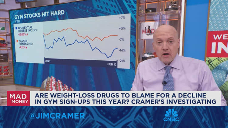 Are weight loss drugs to blame for a decline in gym sign-ups? Jim Cramer investigates