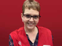 The author, Kathleen Baker, on the last day of her seasonal job at Target.