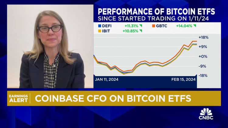 Coinbase CFO: Crypto prices climbing 'across the board', driven by momentum around bitcoin ETFs