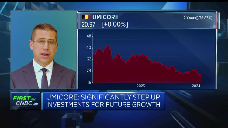 Umicore CEO says he expects revenue growth in the battery materials business