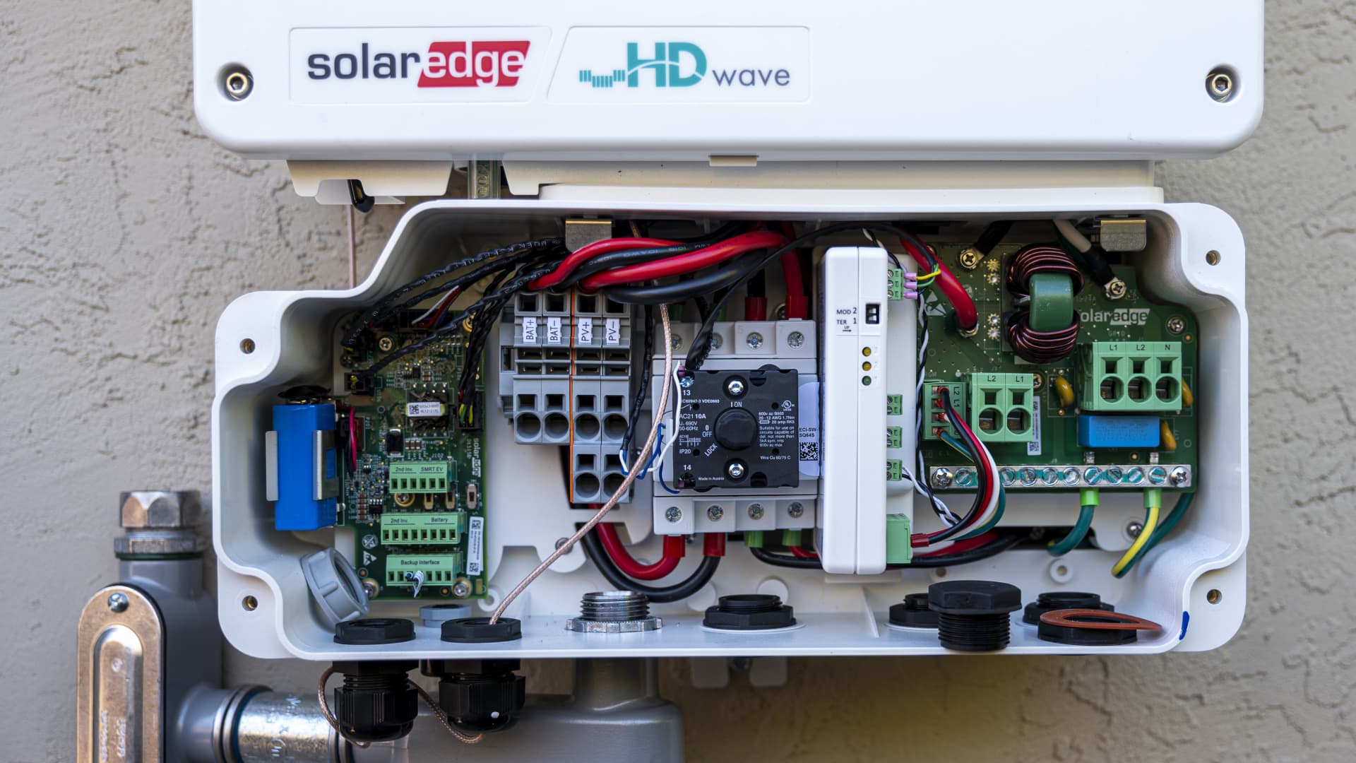 A SolarEdge solar inverter at a home in San Jose, California, on Feb. 7, 2022.