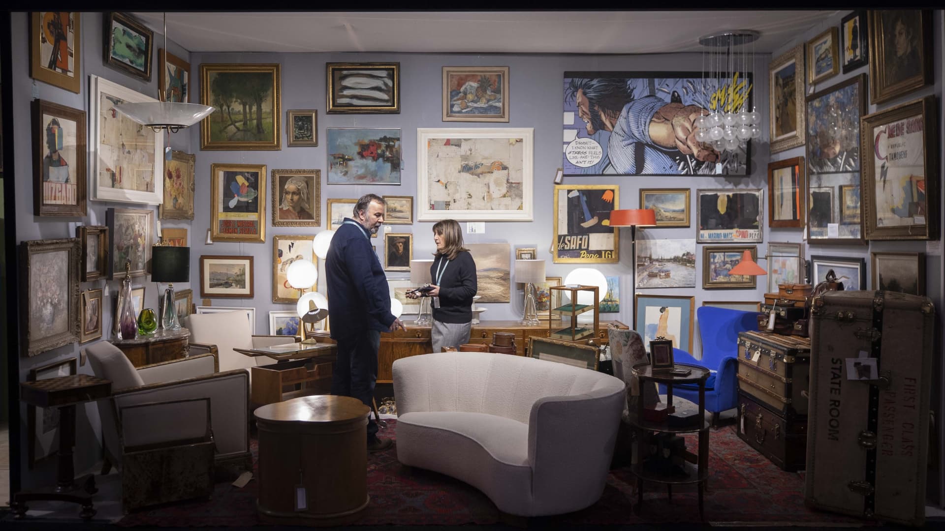 The Decorative Fair held in Battersea Park, London, on January 26, 2023. The event, where dealers exhibit, is held three times a year and has been running since 1985.