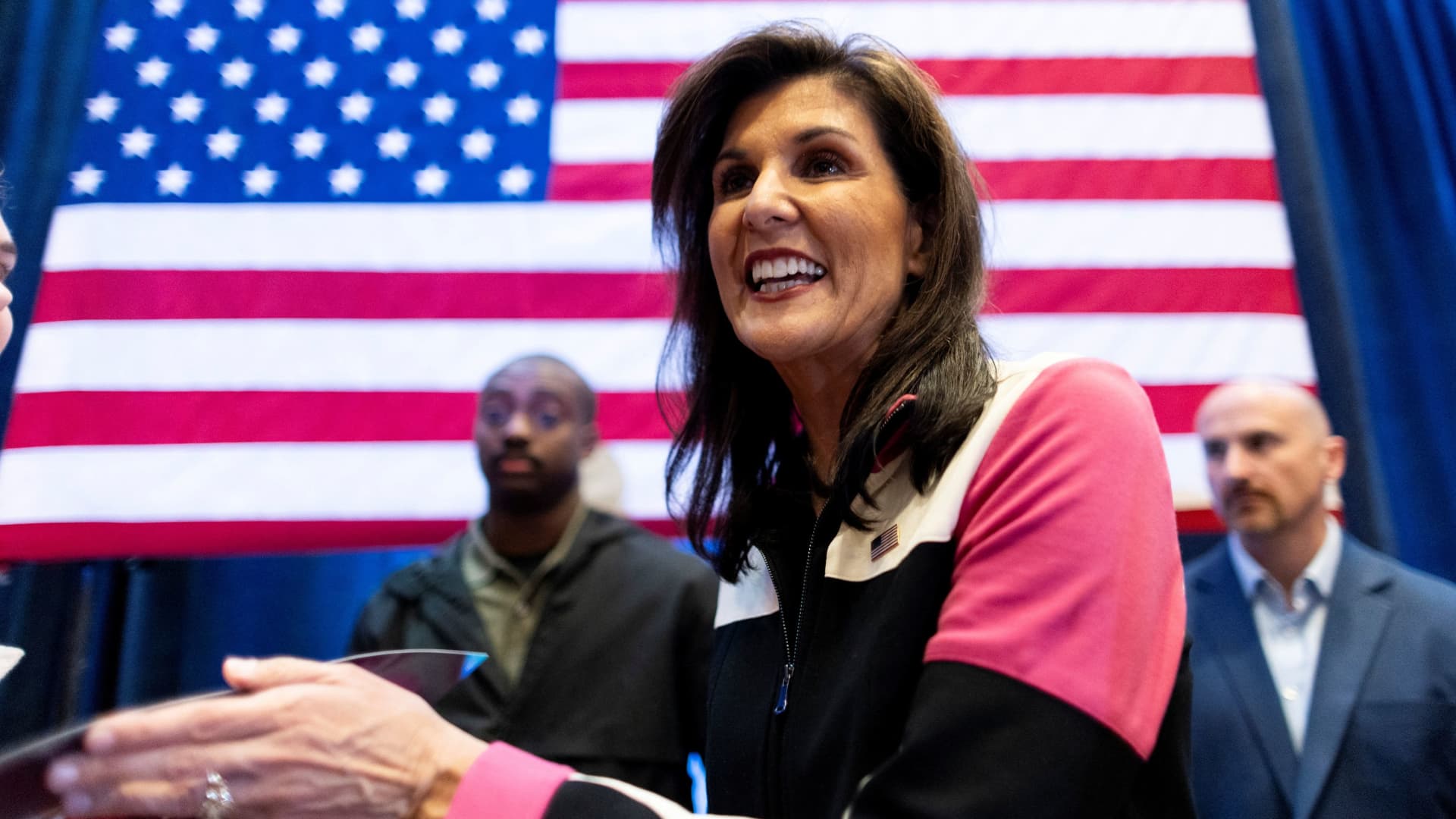 Republican presidential candidate and former U.S. Ambassador to the United Nations Nikki Haley hosts a campaign event in Grand Rapids, Michigan, U.S. February 26, 2024. 