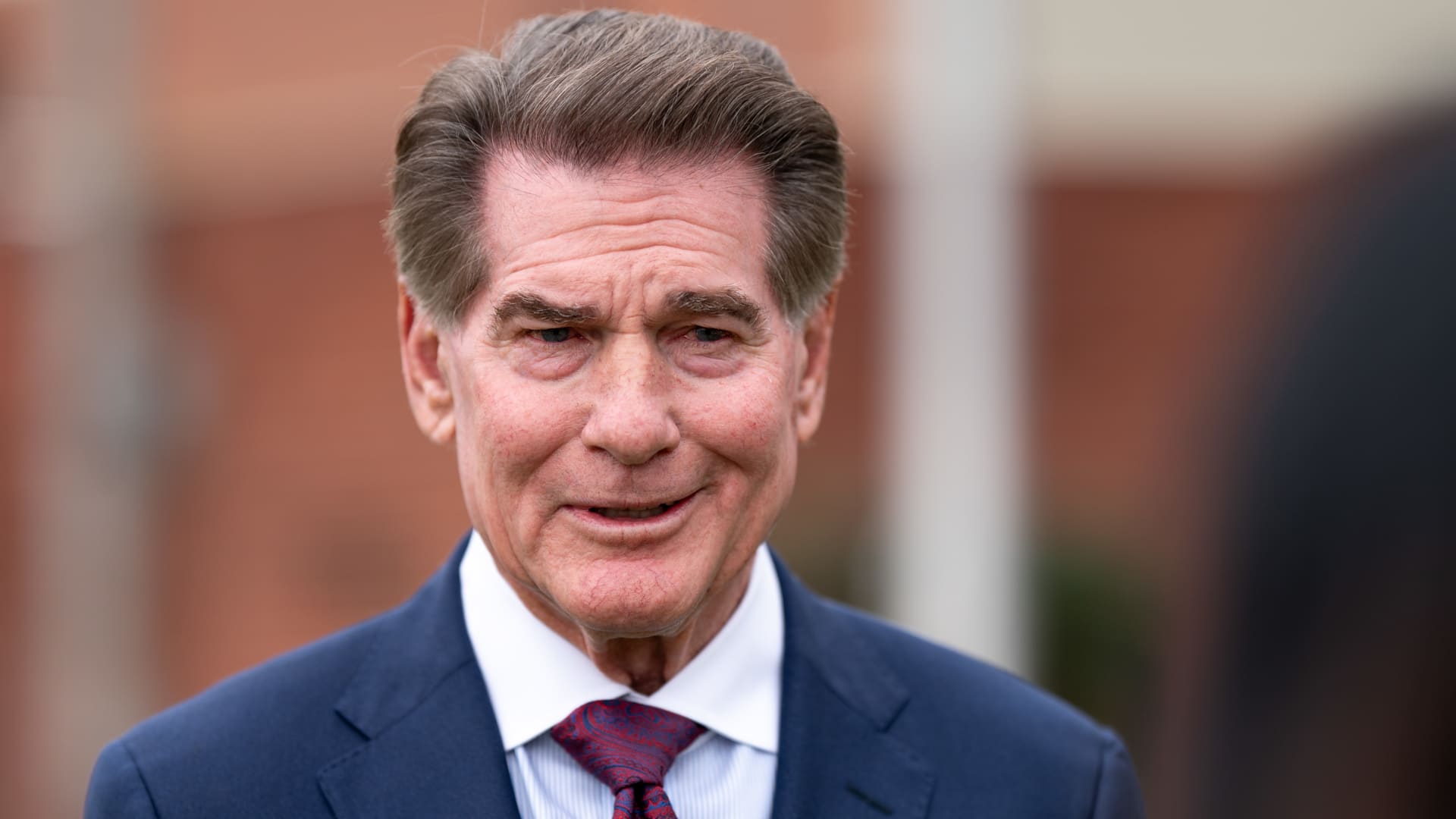 Steve Garvey, US Senate candidate speaks to the media at a press conference on Tuesday, February 27, 2024. 