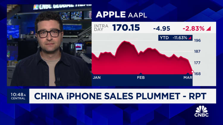 Apple iPhone sales plunge 24% in China