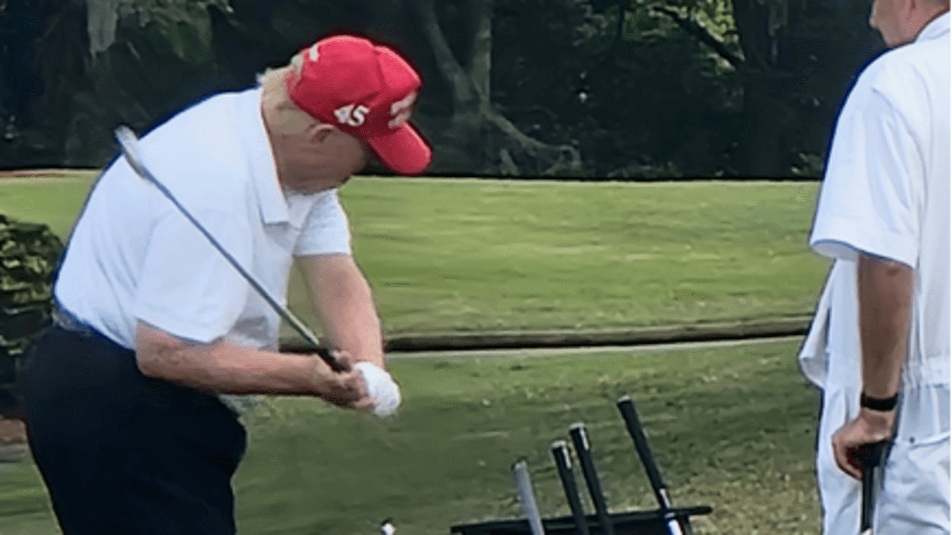 Former President Donald Trump played golf at Trump International Golf Club in West Palm Beach, Florida, per a source present with Trump.